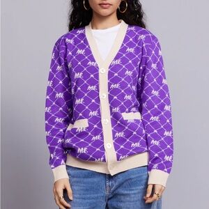 Melody Ehsani Purple and Cream Knit Cardigan